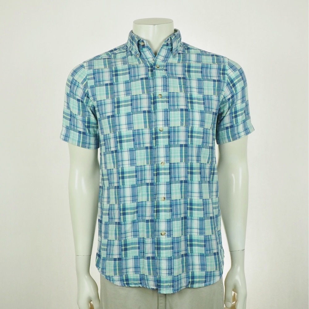 Southern Tide Patchwork Button Down Shirt Mens Small Blue Plaid AOP Classic Fit
